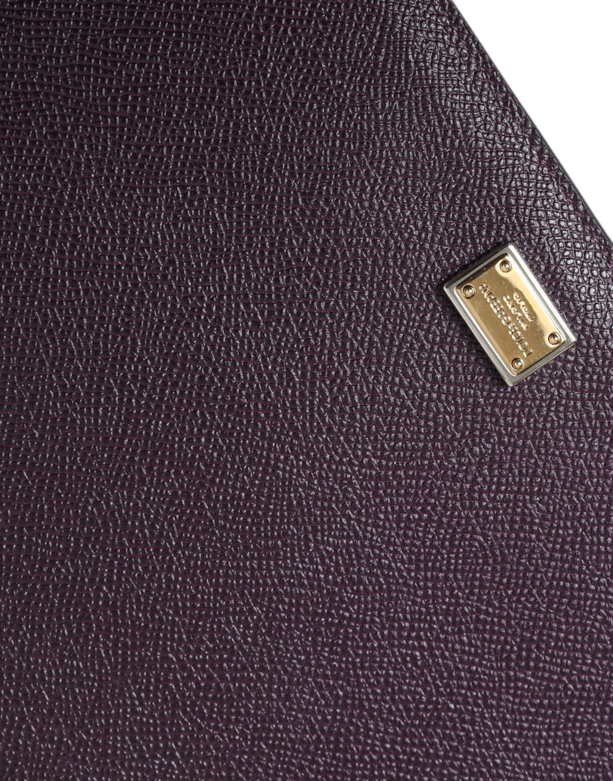 Dolce &amp; Gabbana Dark Brown Leather Logo Plaque Cover Sleeve Tablet Case