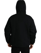 Dolce &amp; Gabbana Black Cotton Hooded Logo Bomber Jacket