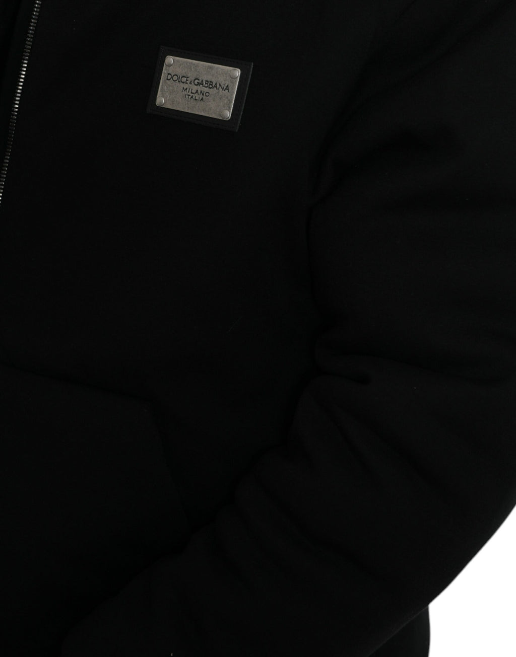 Dolce &amp; Gabbana Black Cotton Hooded Logo Bomber Jacket