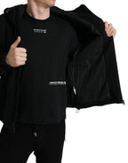 Dolce &amp; Gabbana Black Cotton Hooded Logo Bomber Jacket