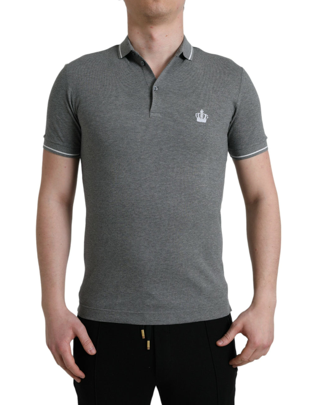 Dolce &amp; Gabbana Gray Collared Short Sleeve Crown T-shirt