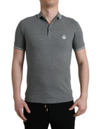 Dolce &amp; Gabbana Gray Collared Short Sleeve Crown T-shirt