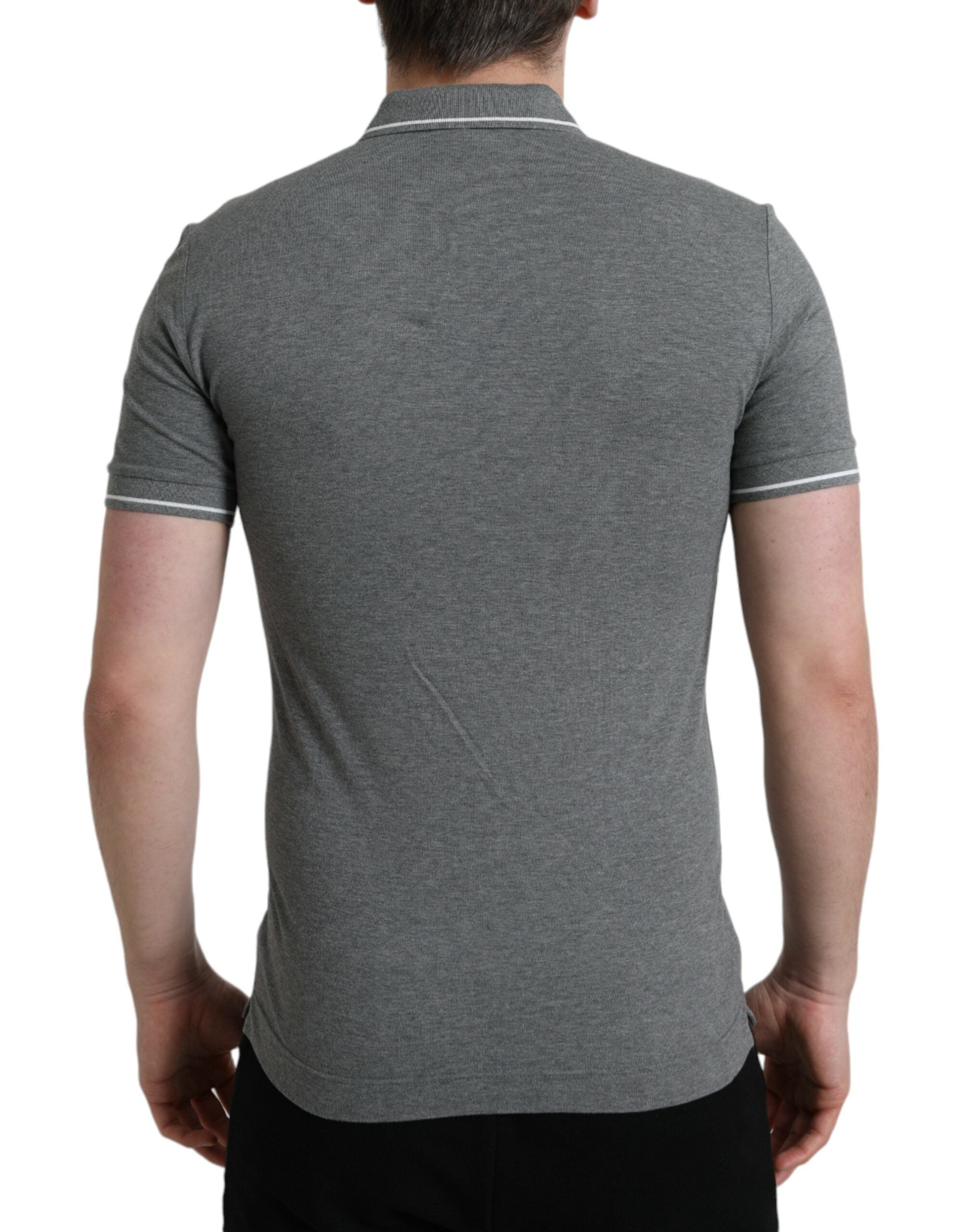 Dolce &amp; Gabbana Gray Collared Short Sleeve Crown T-shirt