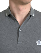 Dolce &amp; Gabbana Gray Collared Short Sleeve Crown T-shirt