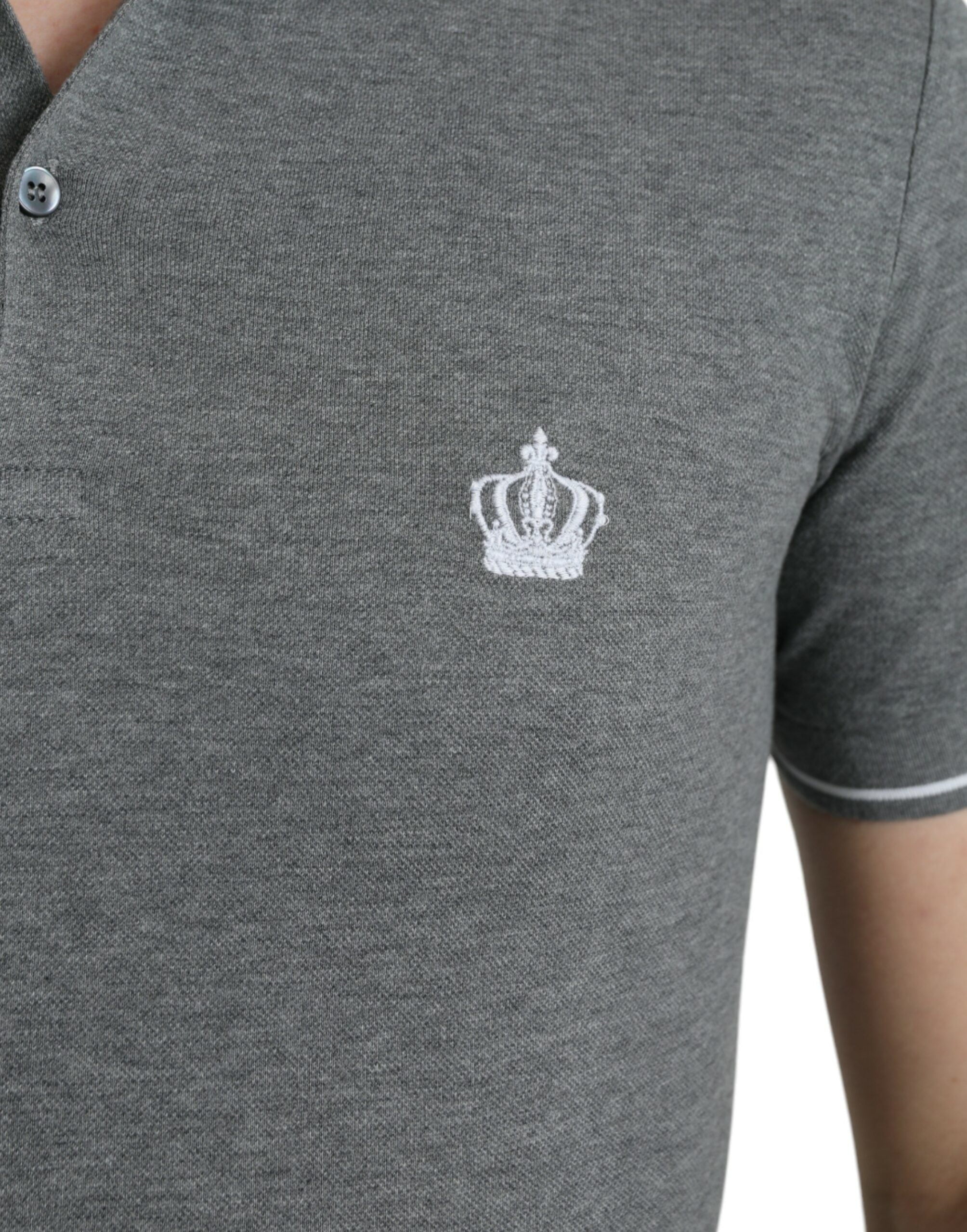 Dolce &amp; Gabbana Gray Collared Short Sleeve Crown T-shirt