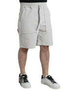 Dolce &amp; Gabbana Beige Cotton Corduroy Logo Bermuda Shorts