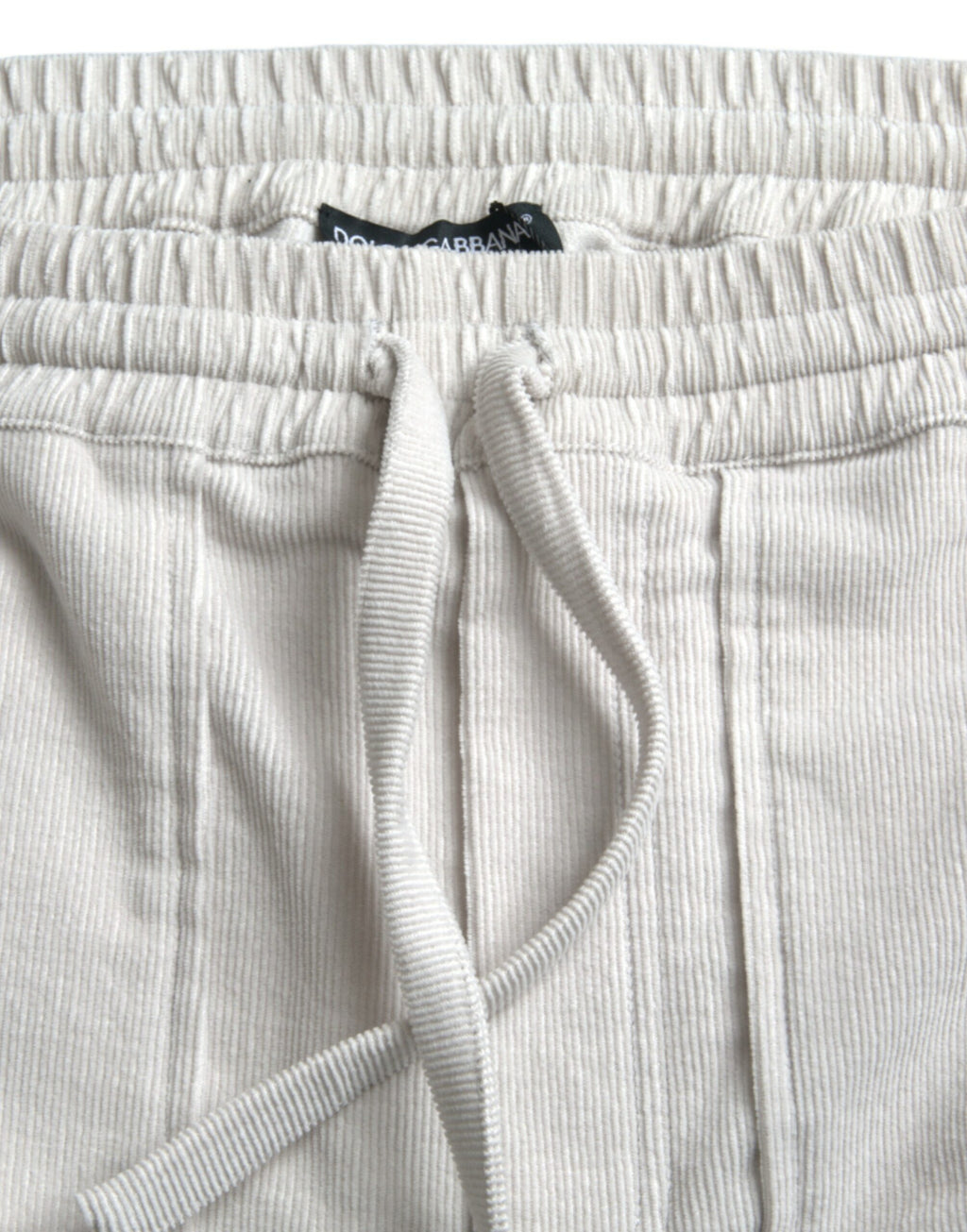Dolce &amp; Gabbana Beige Cotton Corduroy Logo Bermuda Shorts