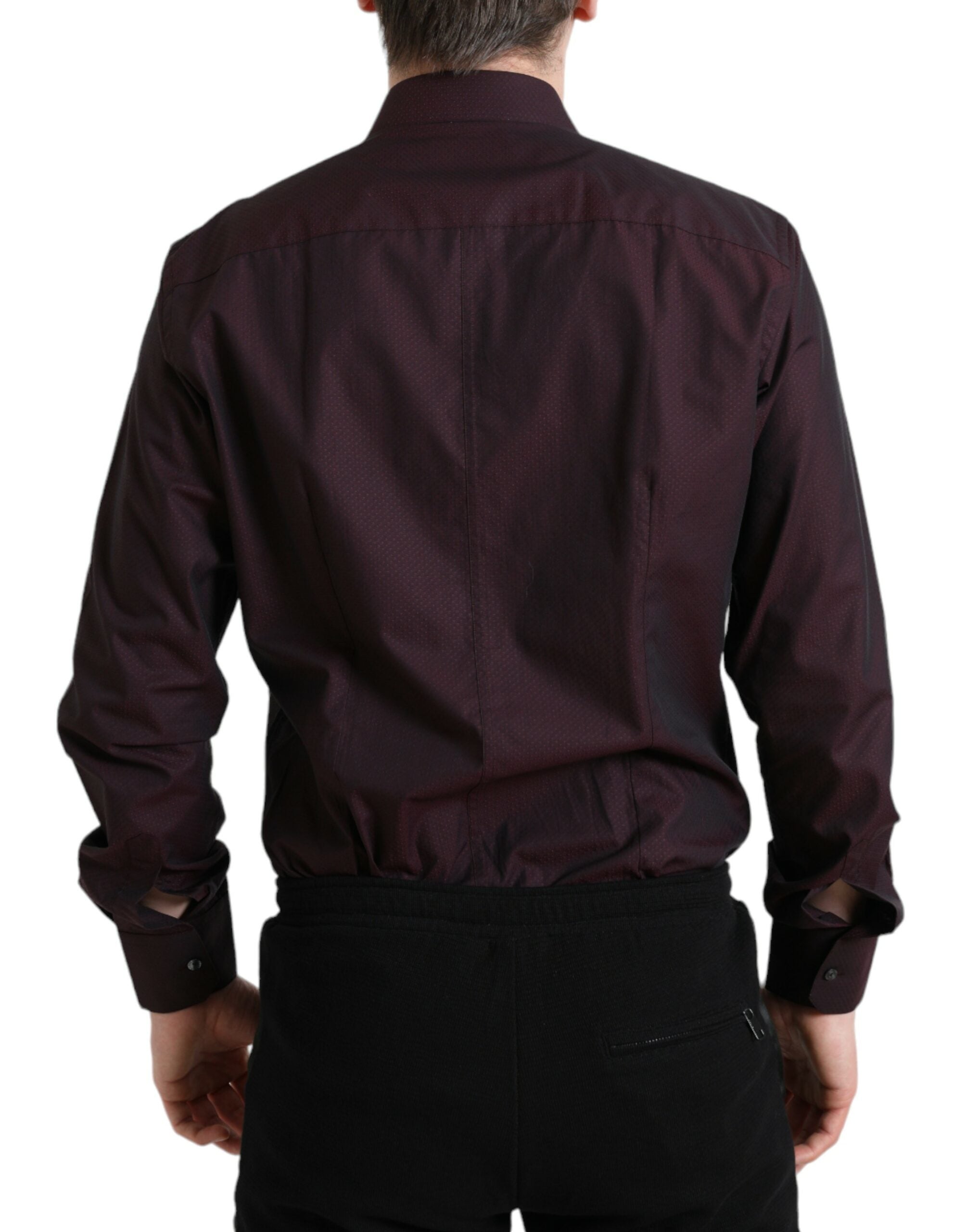 Dolce &amp; Gabbana Maroon Jacquard Formal Dress MARTINI Shirt
