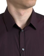 Dolce &amp; Gabbana Maroon Jacquard Formal Dress MARTINI Shirt