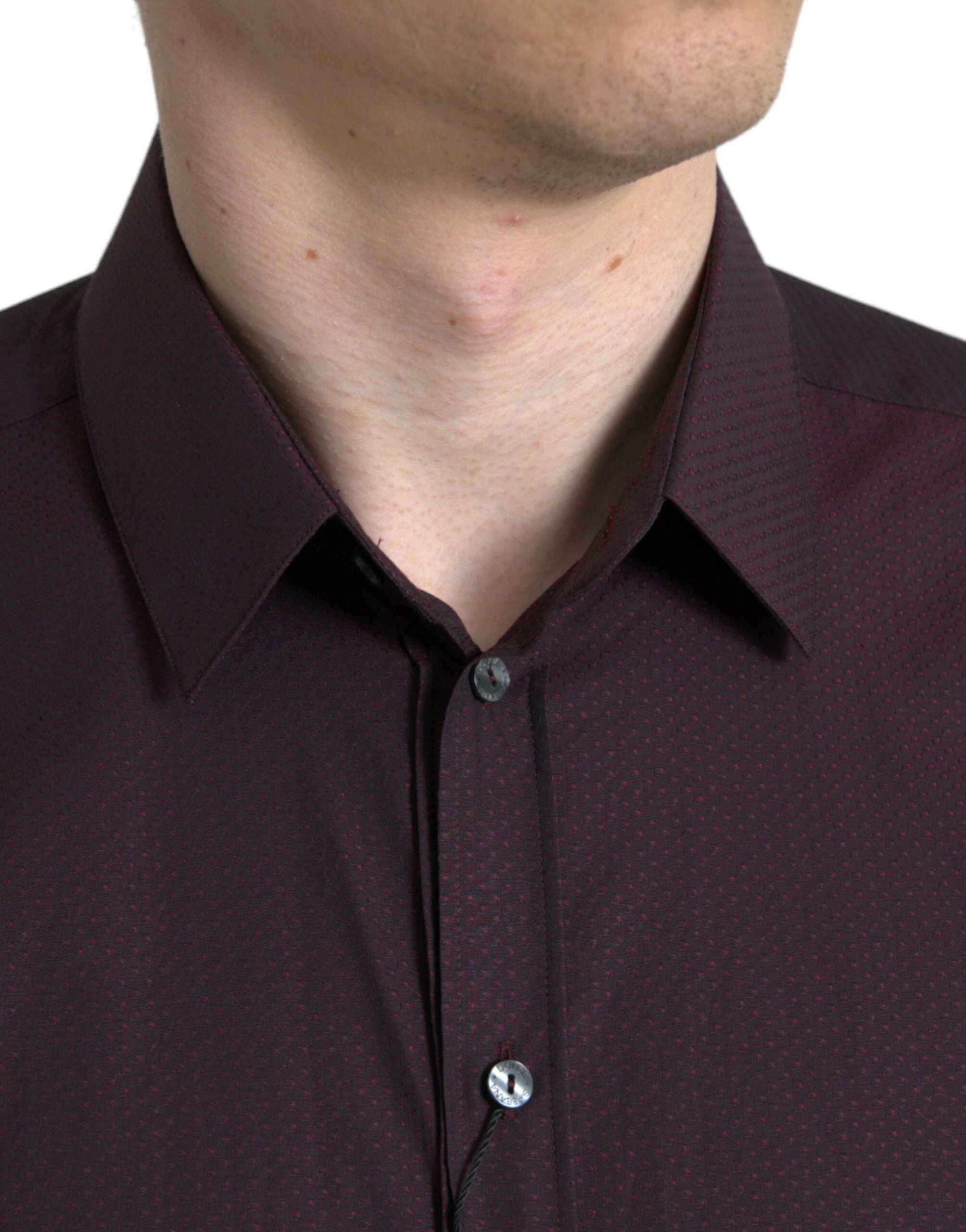 Dolce &amp; Gabbana Maroon Jacquard Formal Dress MARTINI Shirt