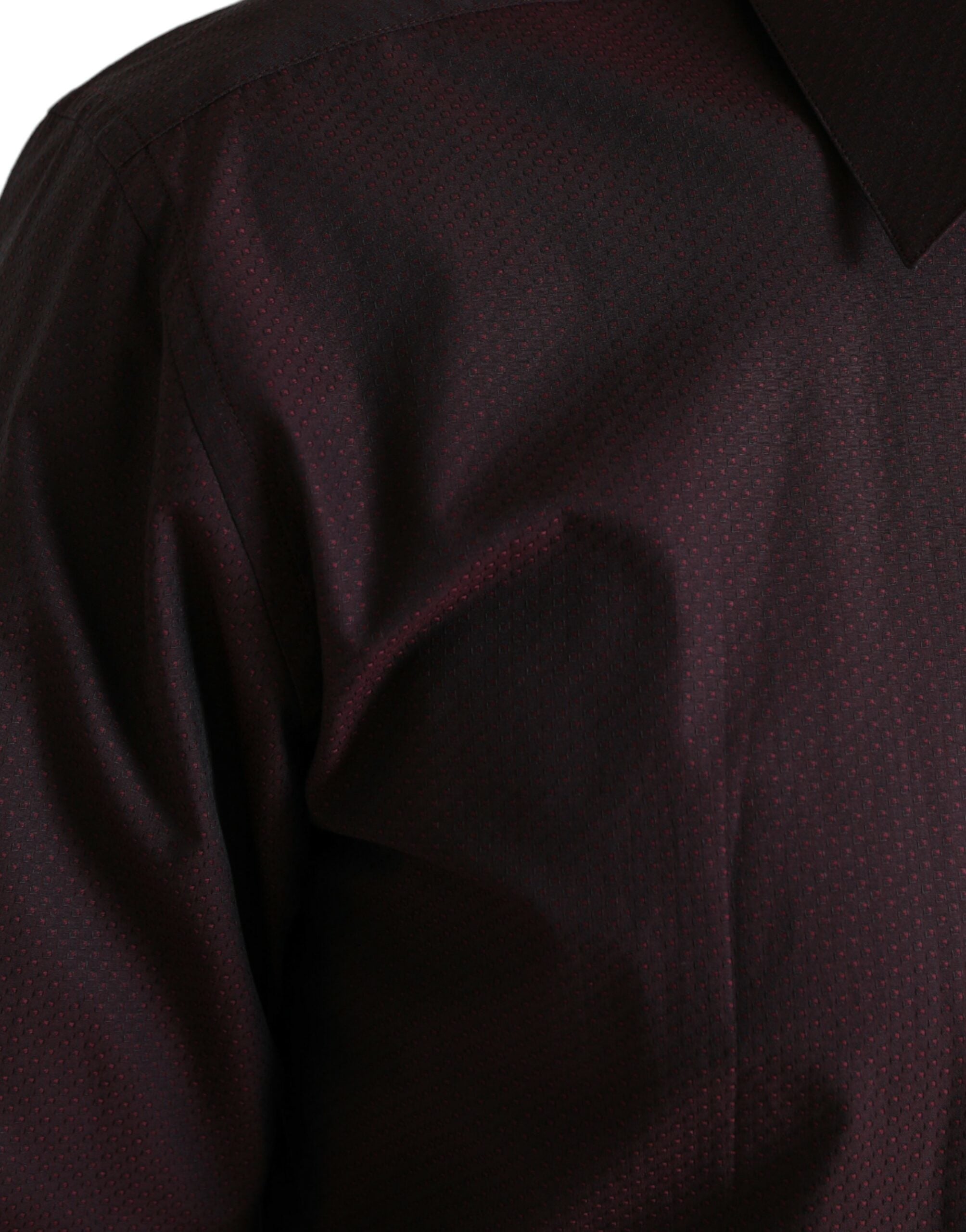 Dolce &amp; Gabbana Maroon Jacquard Formal Dress MARTINI Shirt