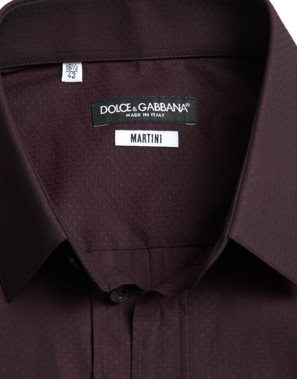 Dolce &amp; Gabbana Maroon Jacquard Formal Dress MARTINI Shirt