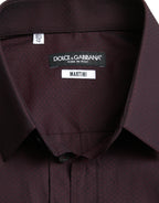 Dolce &amp; Gabbana Maroon Jacquard Formal Dress MARTINI Shirt