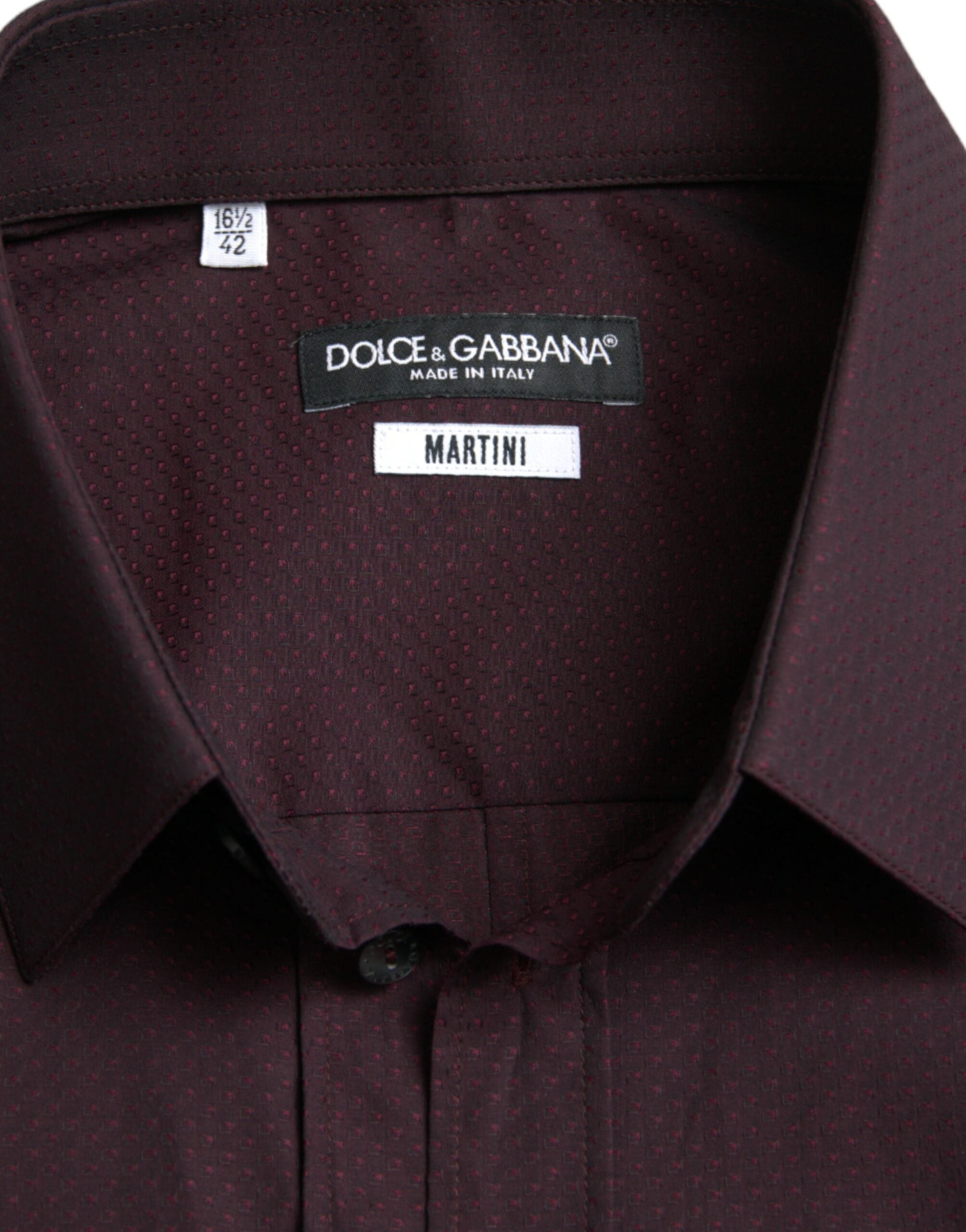 Dolce &amp; Gabbana Maroon Jacquard Formal Dress MARTINI Shirt