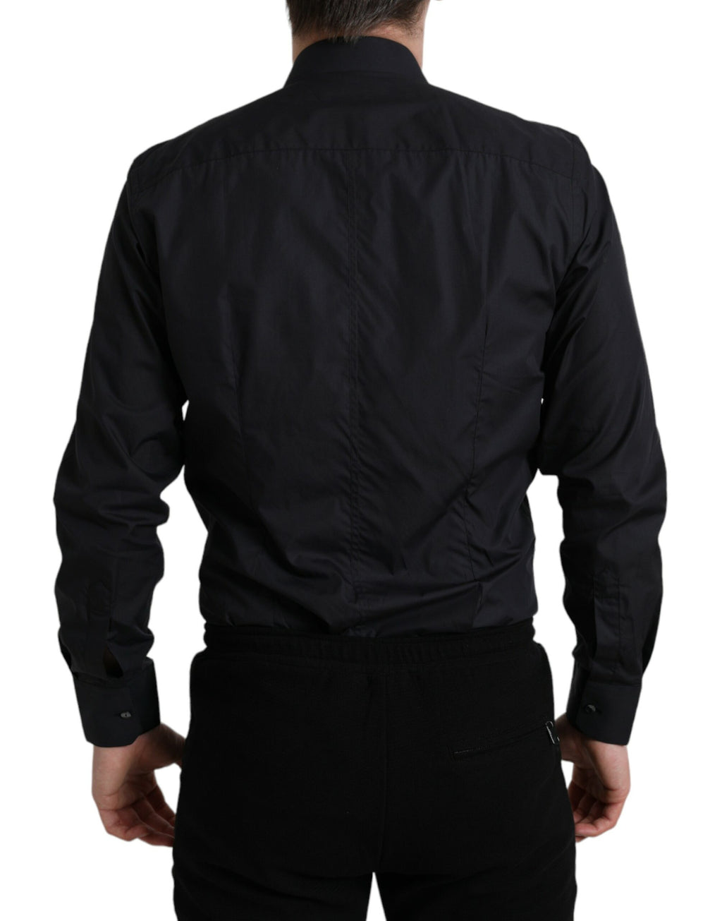 Dolce &amp; Gabbana Navy Blue Cotton Collared Formal Dress Shirt