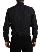 Dolce &amp; Gabbana Navy Blue Cotton Collared Formal Dress Shirt