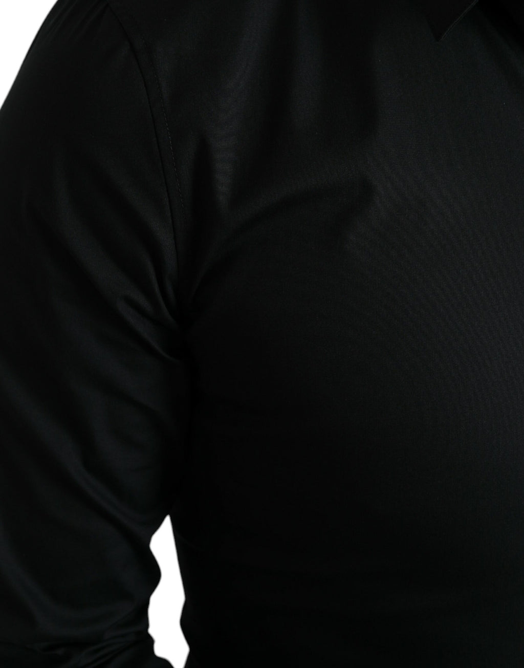 Dolce &amp; Gabbana Black Cotton Stretch Slim Formal Dress Shirt