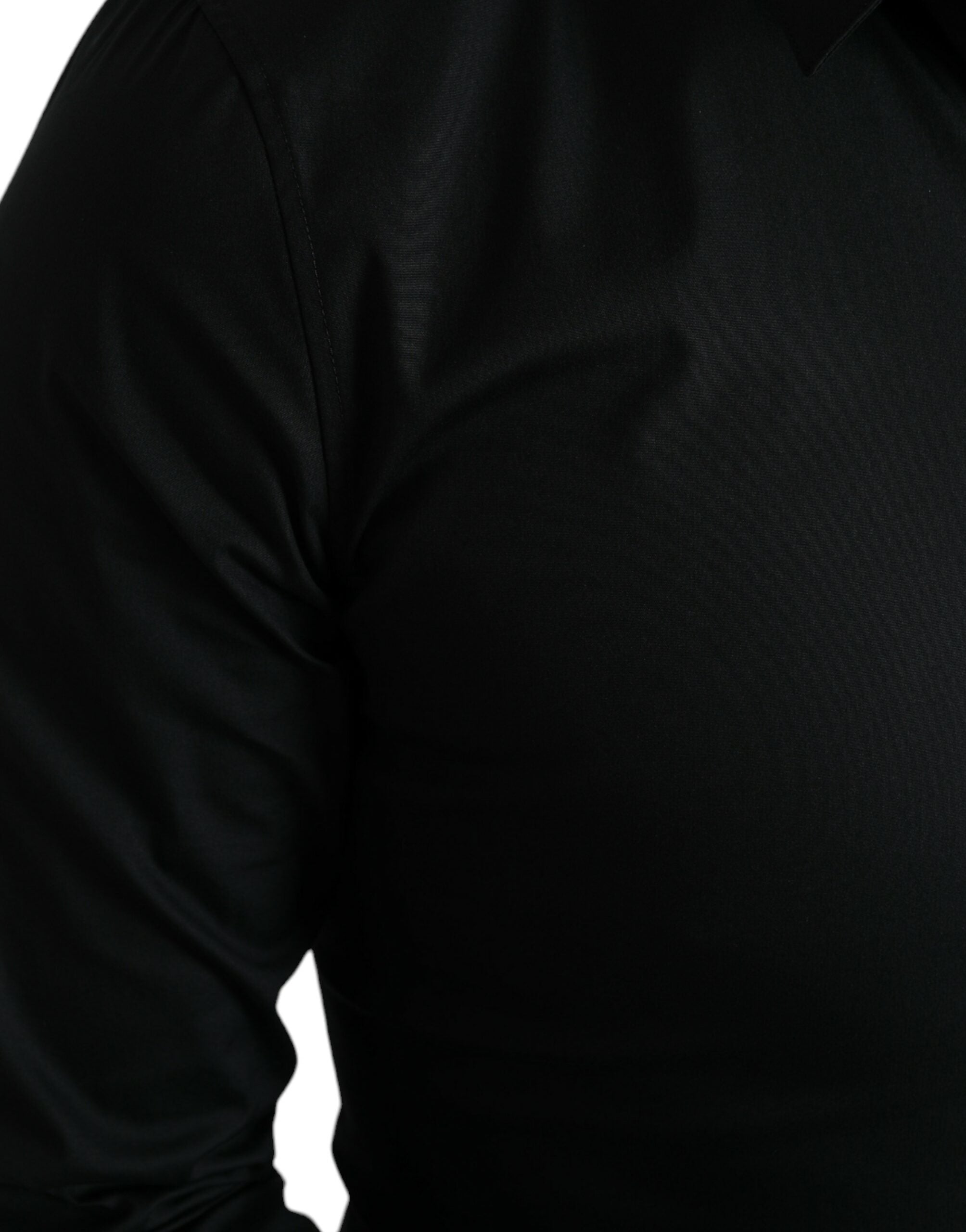 Dolce &amp; Gabbana Black Cotton Stretch Slim Formal Dress Shirt