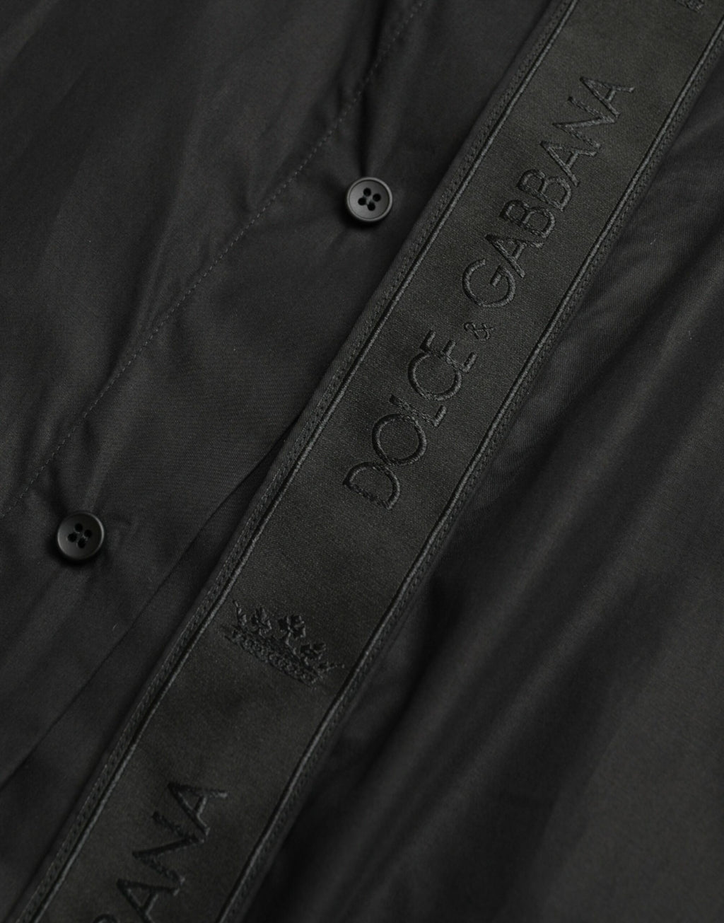 Dolce &amp; Gabbana Black Cotton Logo Formal GOLD Dress Shirt