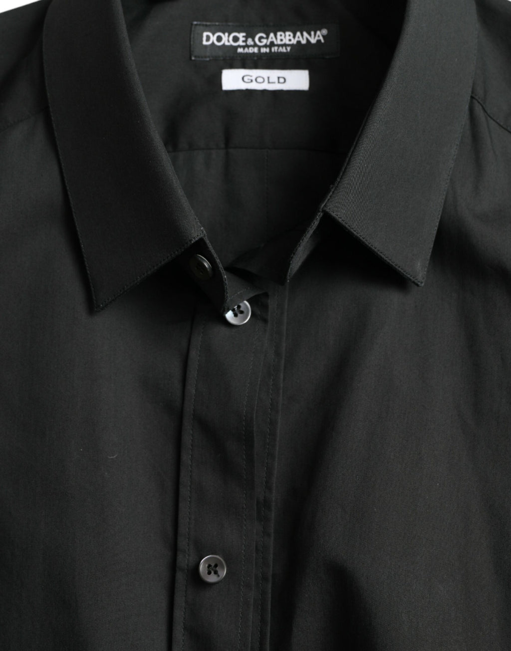 Dolce &amp; Gabbana Black Cotton Silk Formal GOLD Dress Shirt