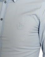 Dolce &amp; Gabbana Sky Blue Cotton Men Formal GOLD Dress Shirt