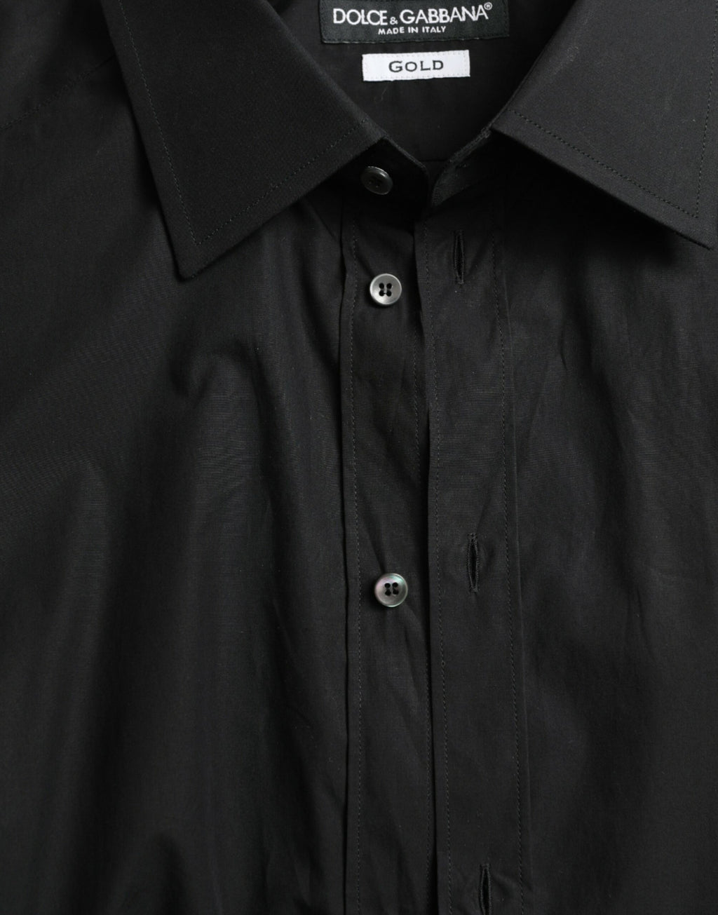 Dolce &amp; Gabbana Black Cotton Men Formal GOLD Dress Shirt
