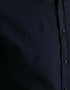 Dolce &amp; Gabbana Navy Blue Slim Fit Formal GOLD Dress Shirt