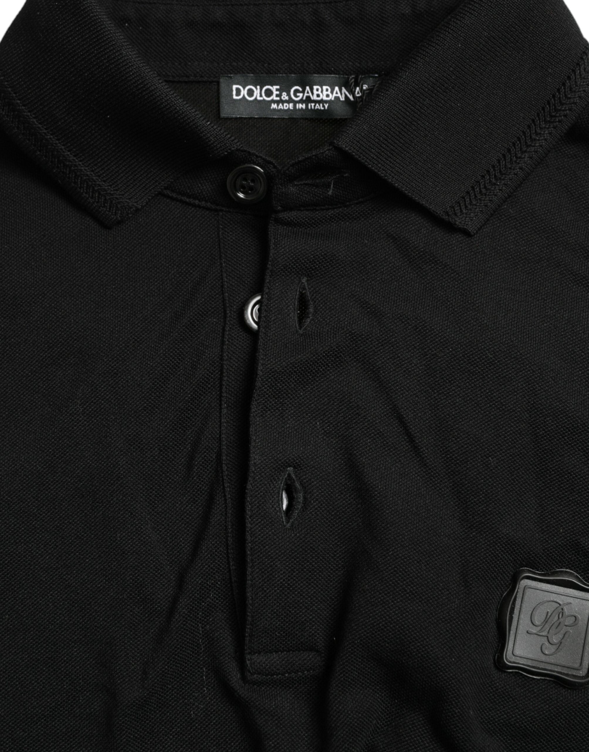 Dolce &amp; Gabbana Black Logo Collared Short Sleeve T-shirt