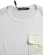 Dolce &amp; Gabbana White Cotton Pocket Short Sleeves T-shirt
