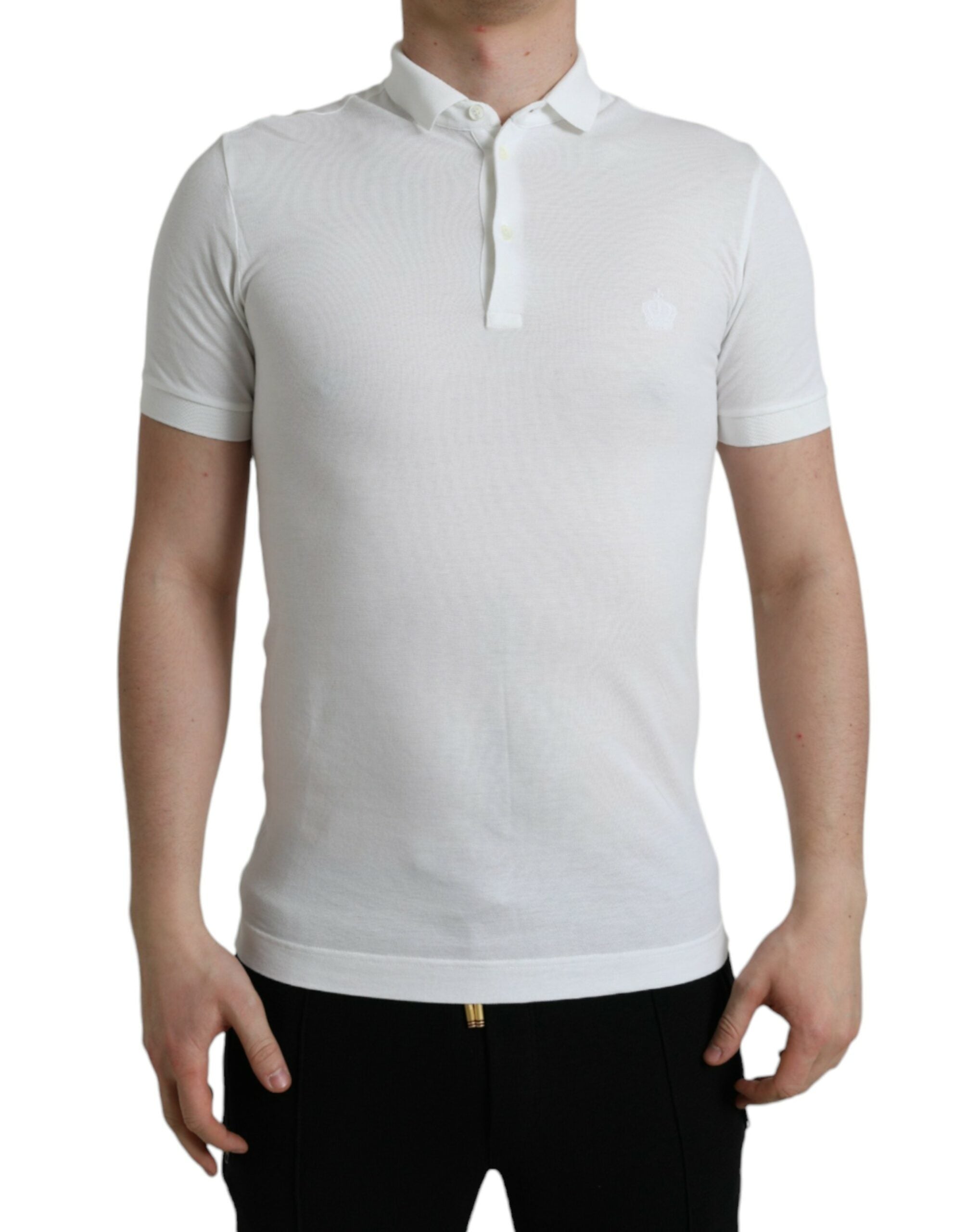 Dolce &amp; Gabbana White Collared Short Sleeve Crown T-shirt