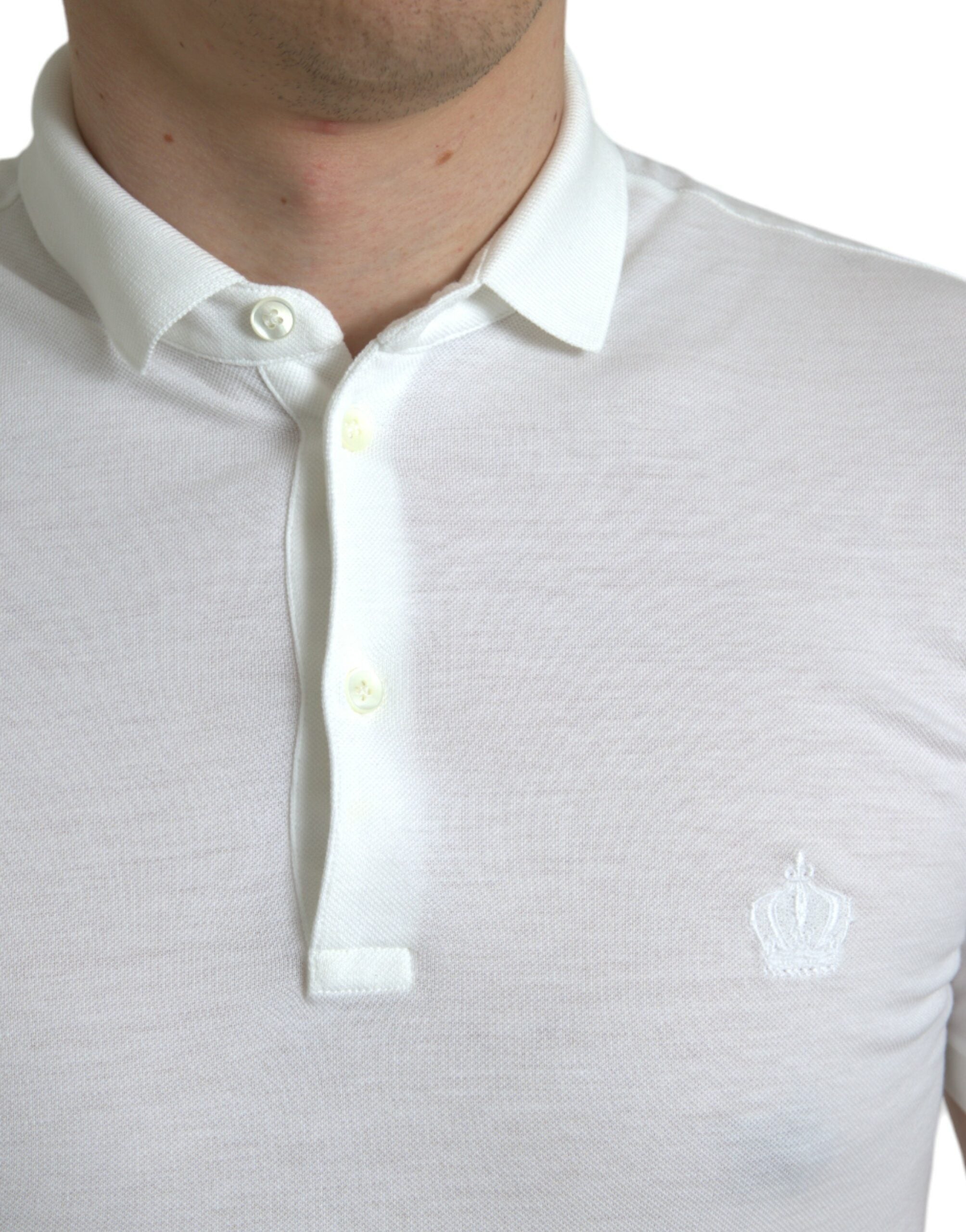 Dolce &amp; Gabbana White Collared Short Sleeve Crown T-shirt