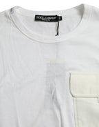 Dolce &amp; Gabbana White Cotton Pocket Short Sleeves T-shirt