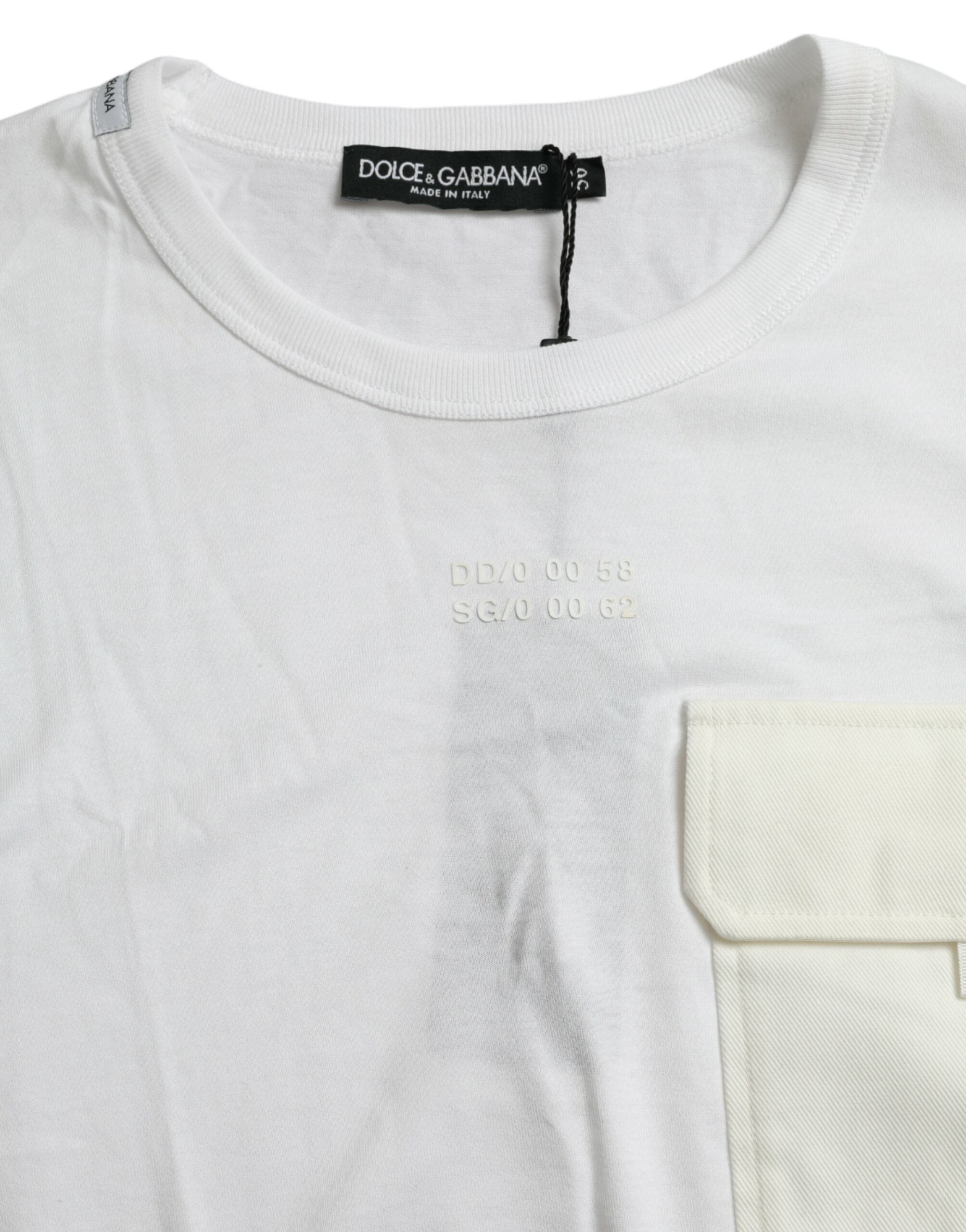 Dolce &amp; Gabbana White Cotton Pocket Short Sleeves T-shirt