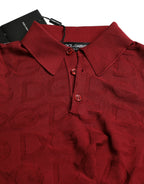 Dolce &amp; Gabbana Maroon Collared Short Sleeve Silk T-shirt