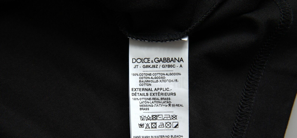 Dolce &amp; Gabbana Black Silver Chain Short Sleeve T-shirt