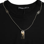 Dolce &amp; Gabbana Black Silver Chain Short Sleeve T-shirt