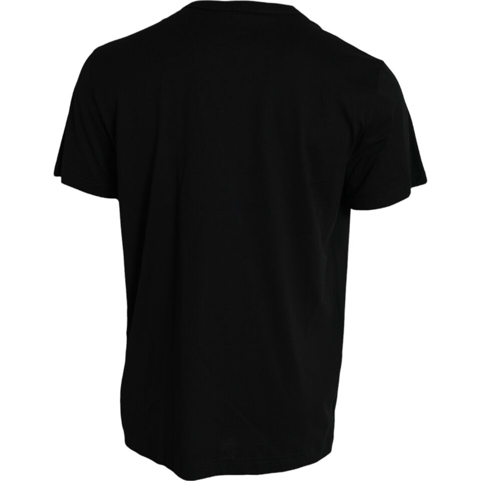 Dolce &amp; Gabbana Black Silver Chain Short Sleeve T-shirt