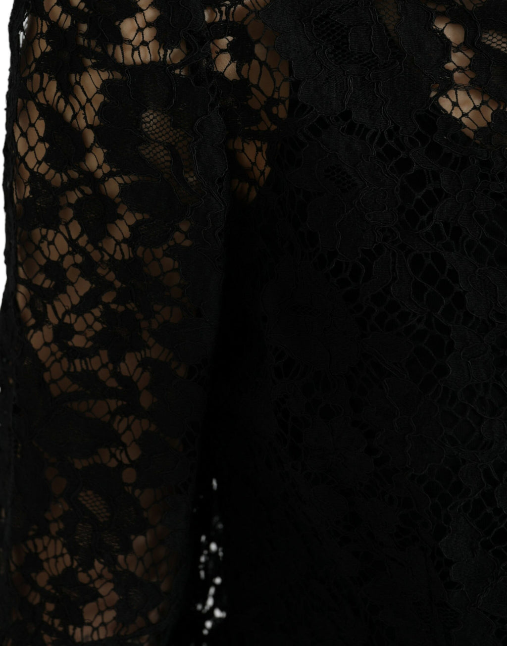 Dolce &amp; Gabbana Black Floral Lace Long Sleeves Blouse Top