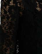 Dolce &amp; Gabbana Black Floral Lace Long Sleeves Blouse Top