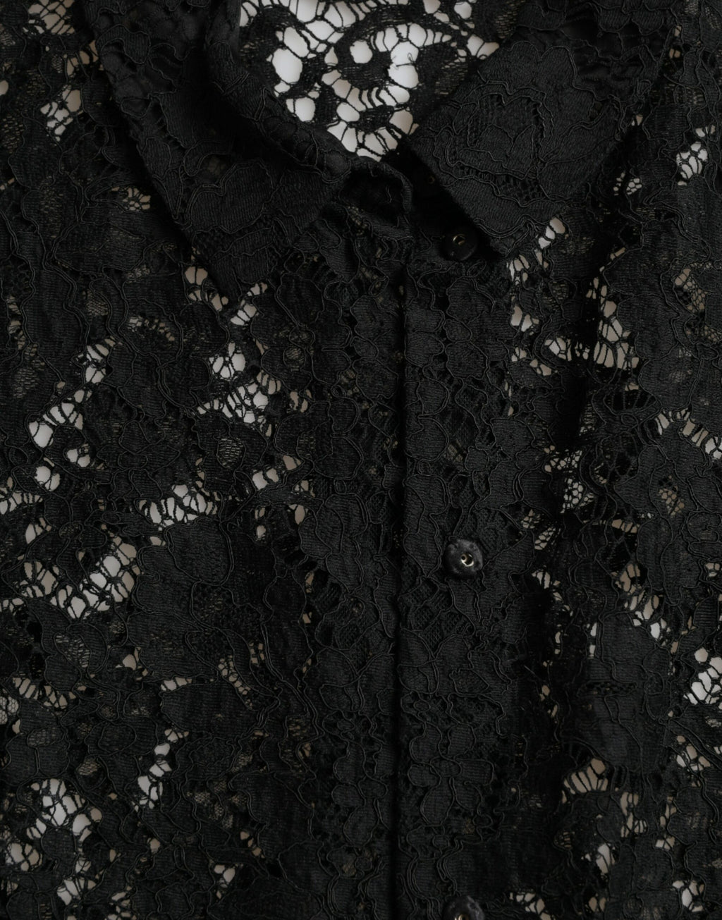 Dolce &amp; Gabbana Black Floral Lace Long Sleeves Blouse Top