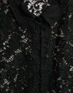 Dolce &amp; Gabbana Black Floral Lace Long Sleeves Blouse Top