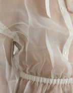 Dolce &amp; Gabbana White Silk Long Sleeves Ascot Collar Top