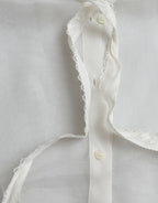 Dolce &amp; Gabbana White Silk Long Sleeves Ascot Collar Top