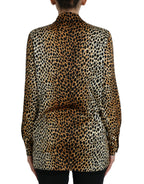Dolce &amp; Gabbana Brown Leopard Print Long Sleeves Blouse Top