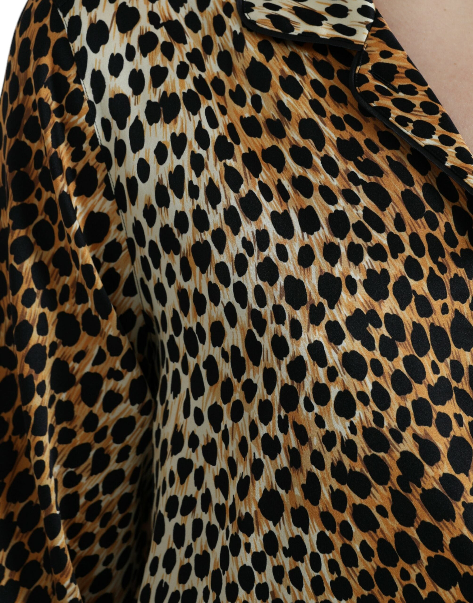 Dolce &amp; Gabbana Brown Leopard Print Long Sleeves Blouse Top