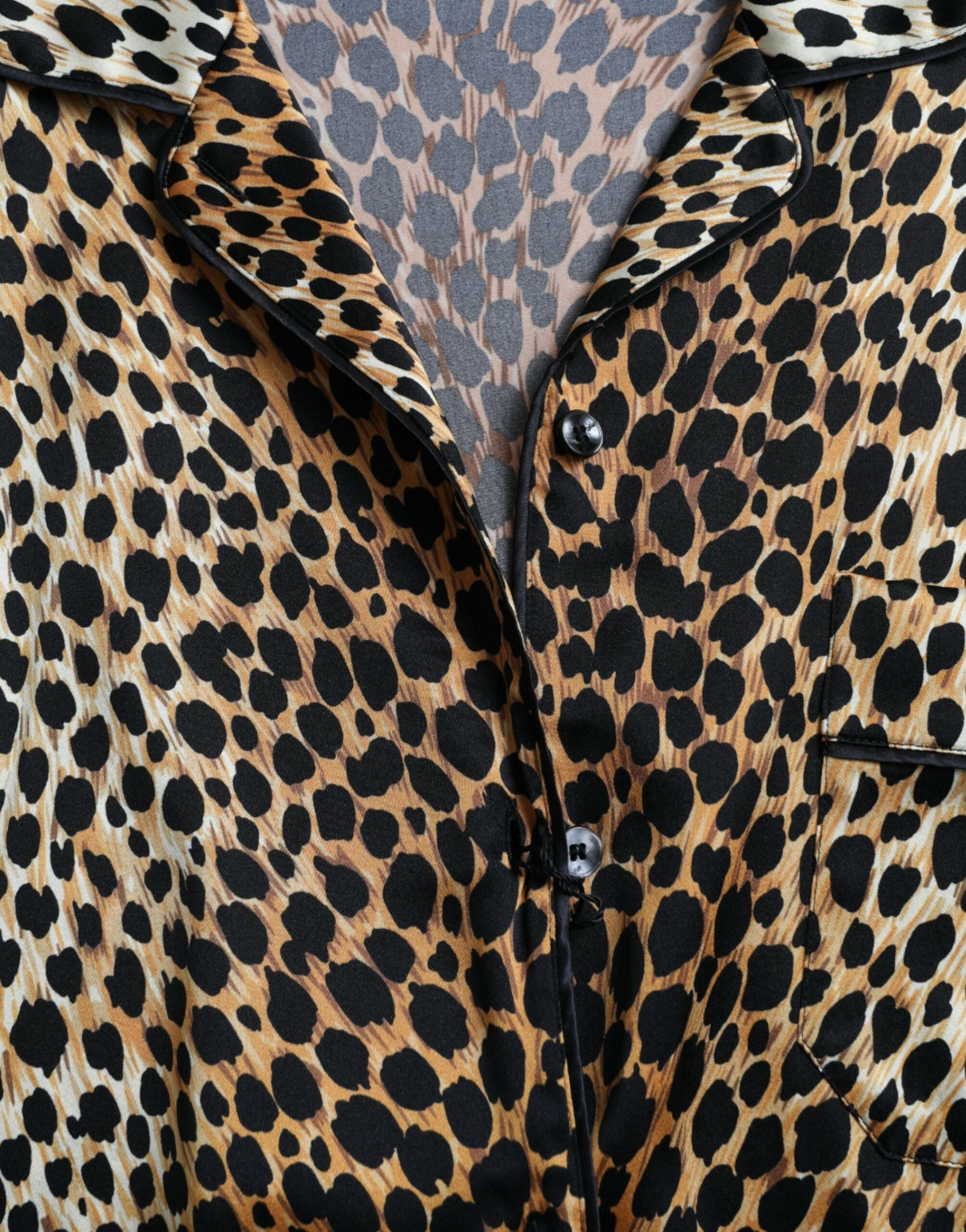 Dolce &amp; Gabbana Brown Leopard Print Long Sleeves Blouse Top