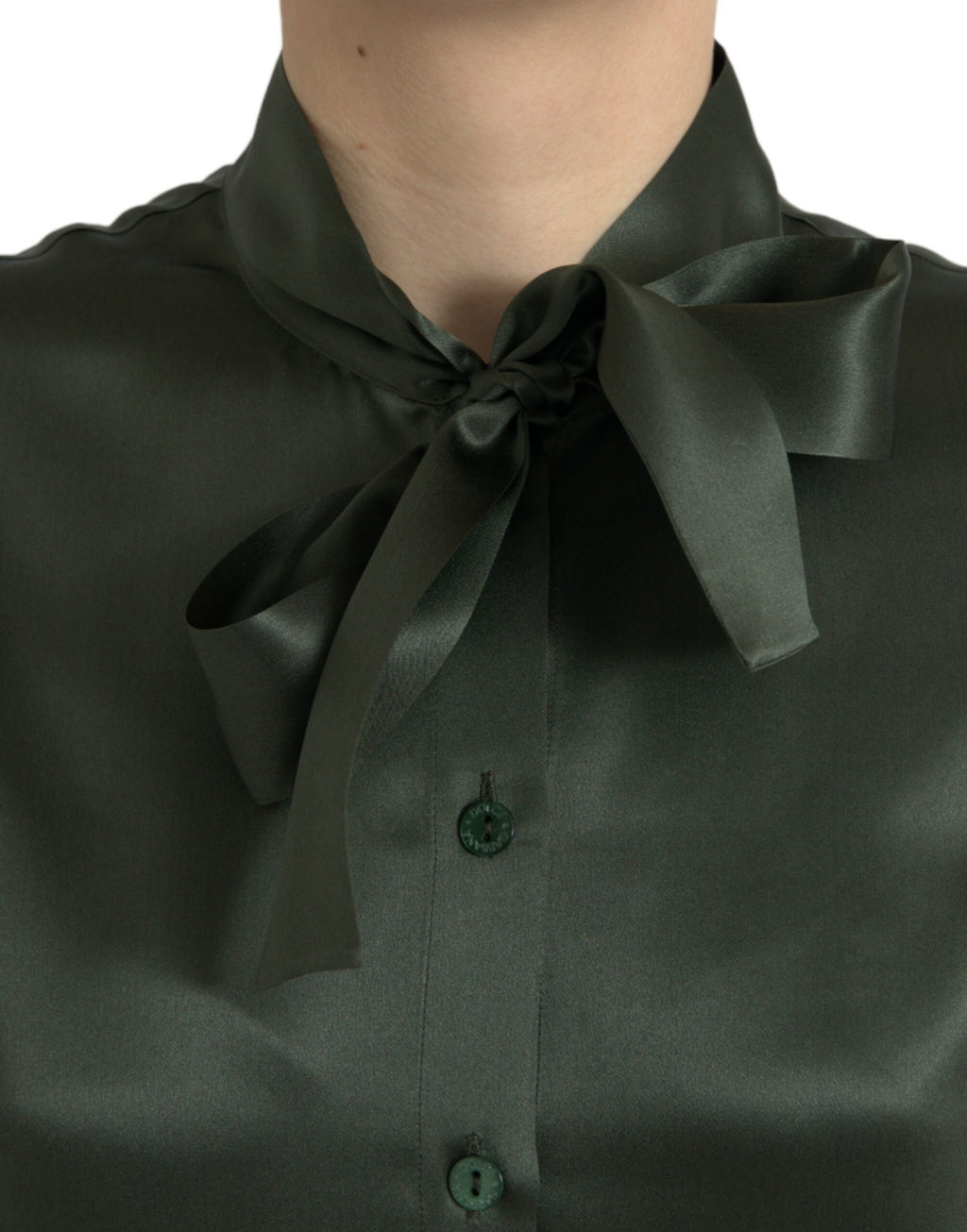 Dolce &amp; Gabbana Gray Long Sleeves Ascot Collar Blouse Top