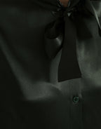 Dolce &amp; Gabbana Gray Long Sleeves Ascot Collar Blouse Top
