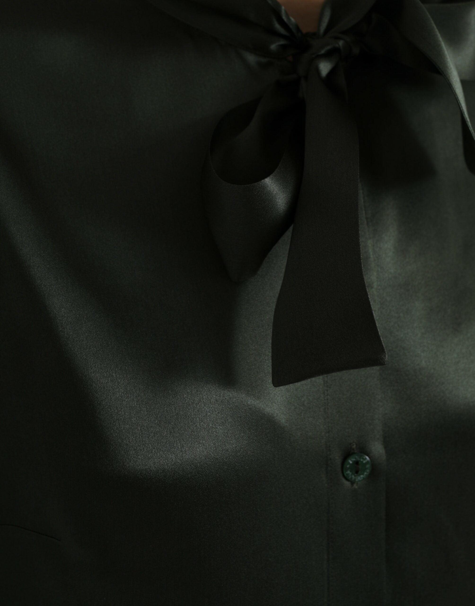 Dolce &amp; Gabbana Gray Long Sleeves Ascot Collar Blouse Top