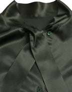 Dolce &amp; Gabbana Gray Long Sleeves Ascot Collar Blouse Top